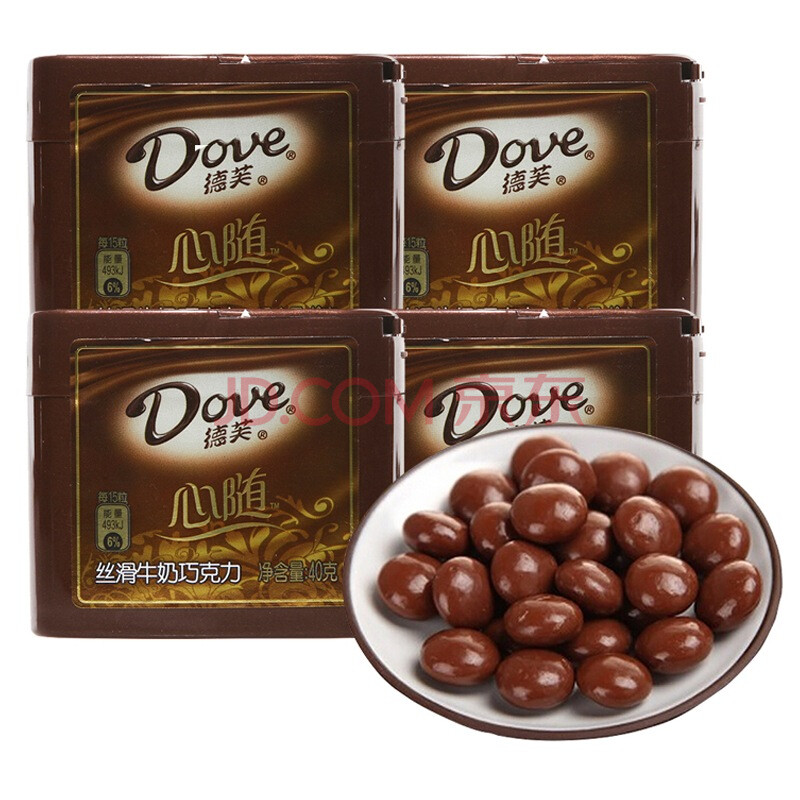 德芙 心随 丝滑牛奶巧克力(瓶装)40g*4罐