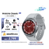 三星Galaxy Watch6 Classic 蓝牙通话/智能手表/运动电话手表/ECG心电分析/血压手表/健康监测 43mm 星系银