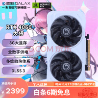 影驰 GeForce RTX4060 DLSS 3 游戏台式机电脑独立显卡 RTX 4060 大将