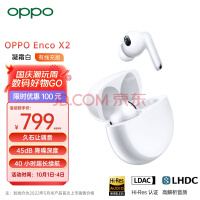 OPPO Enco X2真无线入耳式蓝牙耳机 降噪游戏音乐运动耳机 久石让调音 通用苹果华为小米手机 有线充版凝霜白