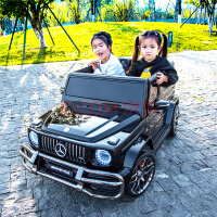 酷太阳奔驰大G儿童电动汽车双人小孩超大越野四轮遥控宝宝玩具车可坐人-黑色EVA软轮（全时四驱）