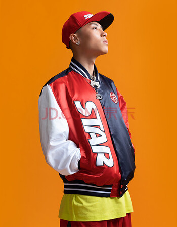 starter男女同款拼接撞色宽松经典色丁棒球夹克外套 黑色 m