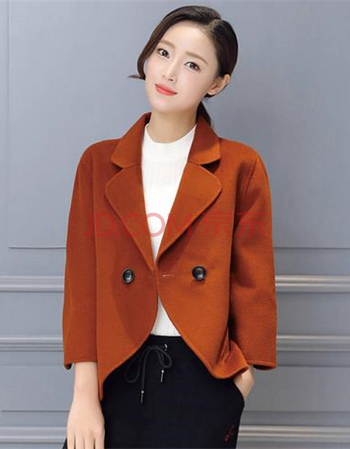 piruity 新款秋冬韩版修身短款毛呢外套女a310d-gd 姜糖色 xxxl