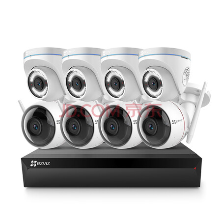 【萤石x5c-8/1t c3w8】海康威视萤石 200万无线监控设备套装x5c 8路1t