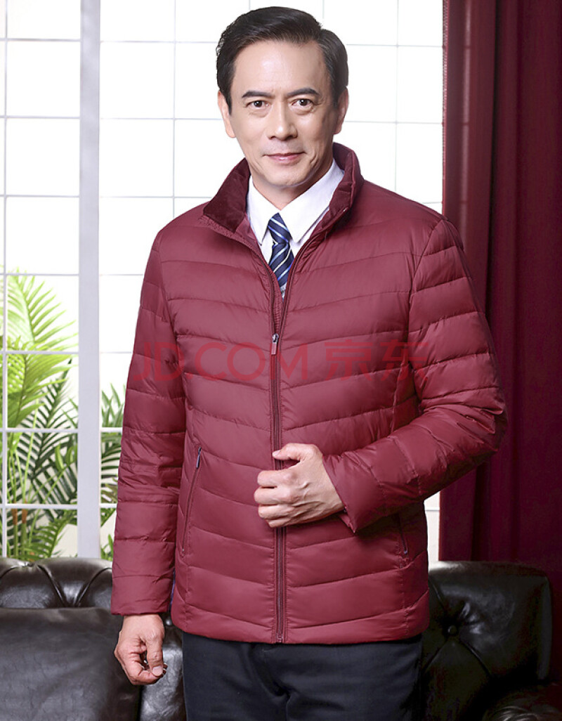 【秋冬新品】2019中老年男装轻薄款羽绒服秋新款中年保暖羽绒外套 枣