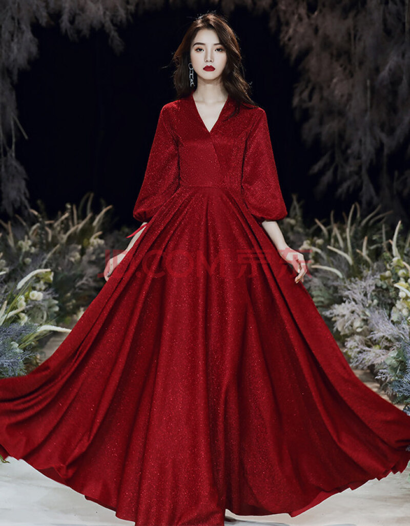 年会礼服女小个子短款敬酒服新娘2019新款红色高贵平时可穿晚裙气质