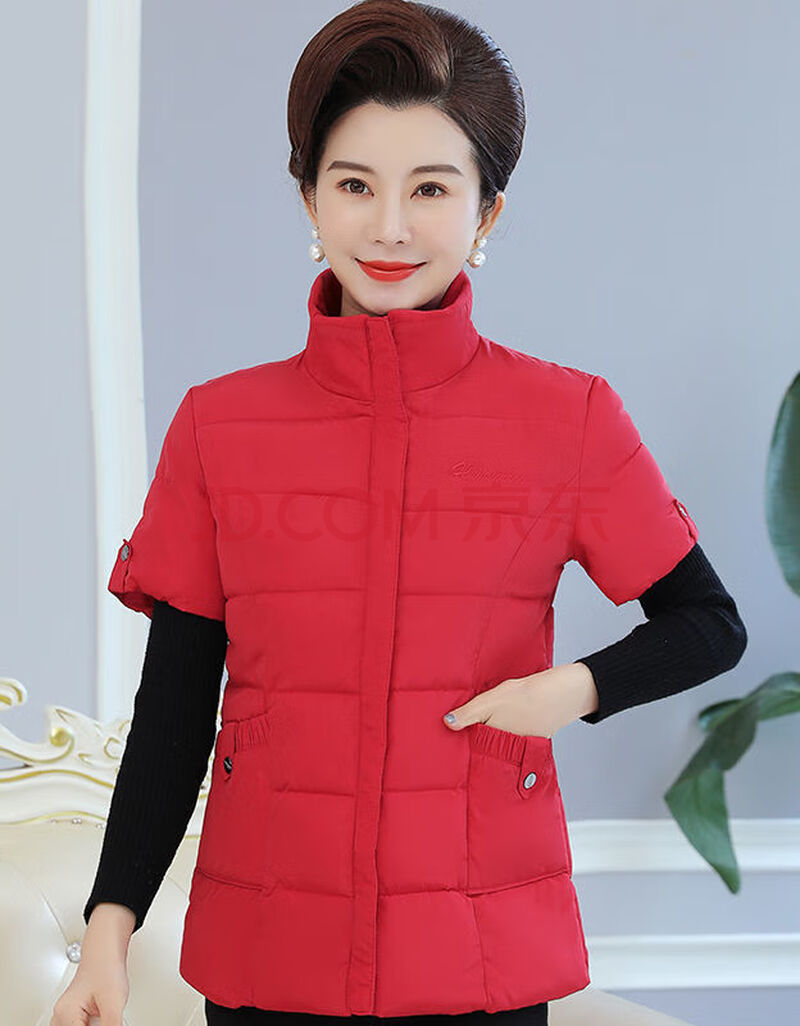 女装 棉服 普戈斯(pugesi) 秋冬棉马甲女中老年妈妈装立领背心大码