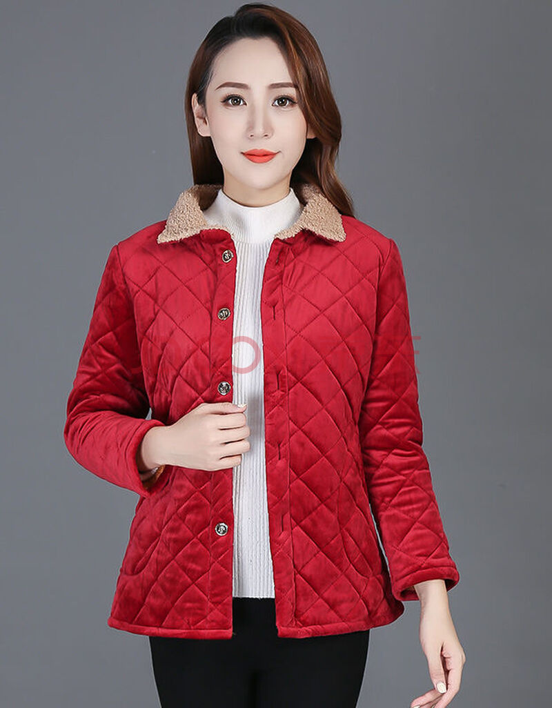 冬季新款短款罩衣棉衣女士加绒加厚矮个子棉服厨房短外套棉袄 短款枣