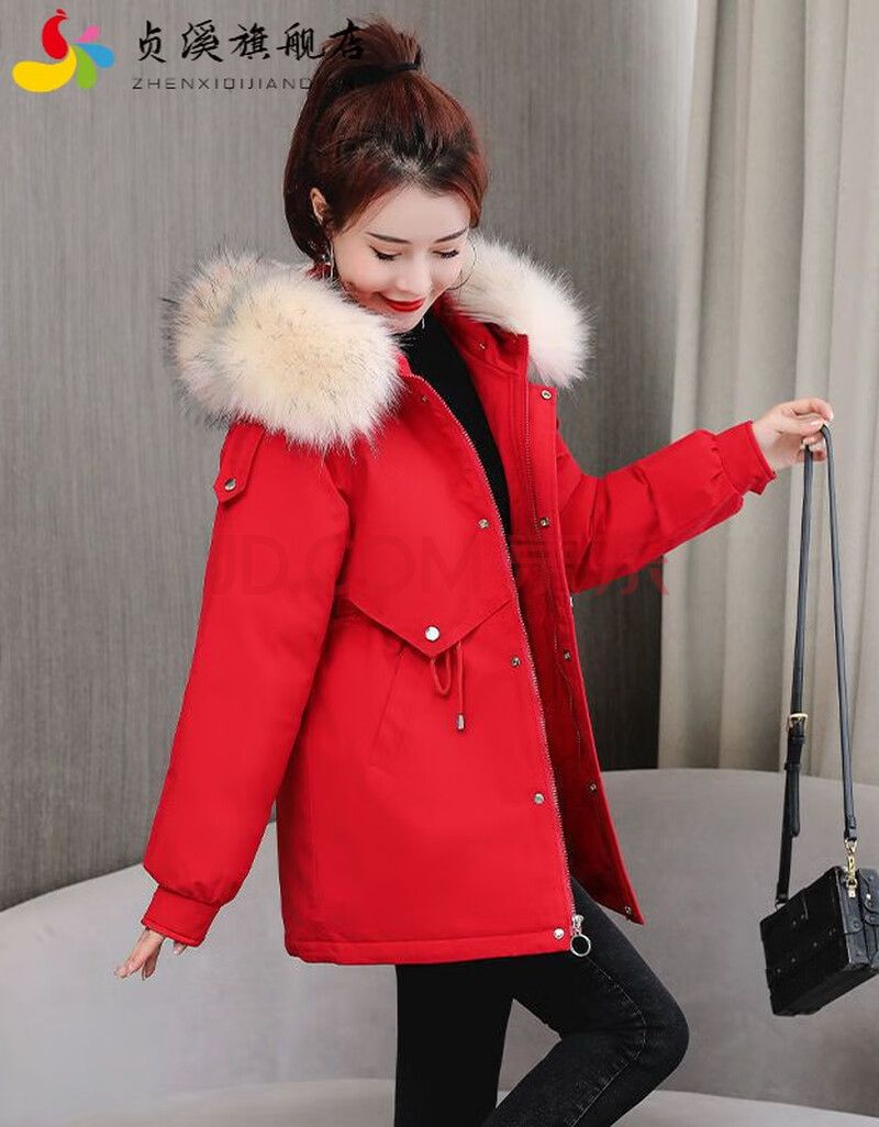 贞溪加肥加大码羽绒棉服女派克服女加绒大码短款宽松冬季棉服女棉袄