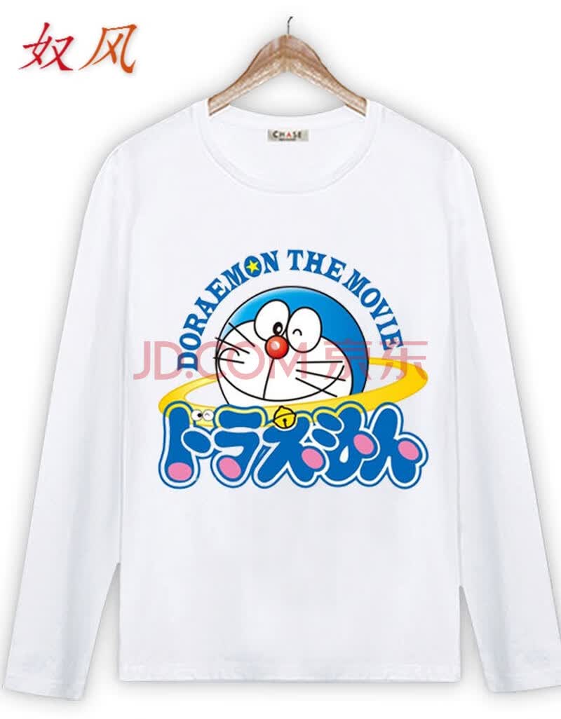 动漫长袖t恤叮当猫机器猫新款卡通宽松情侣装秋装大码男女衣服 1 s码