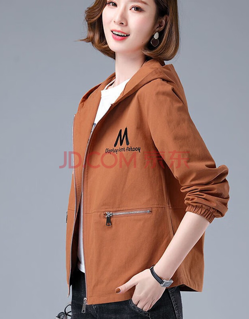 依迪筱新款妈妈外套女春秋夹克韩版宽松中老年女装休闲刺绣短款风衣