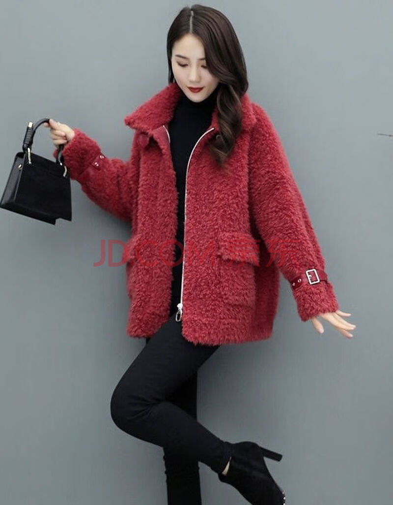 扉行依仿羊羔绒颗粒绒2020新款韩版加绒外套宽松色显瘦大衣女装潮