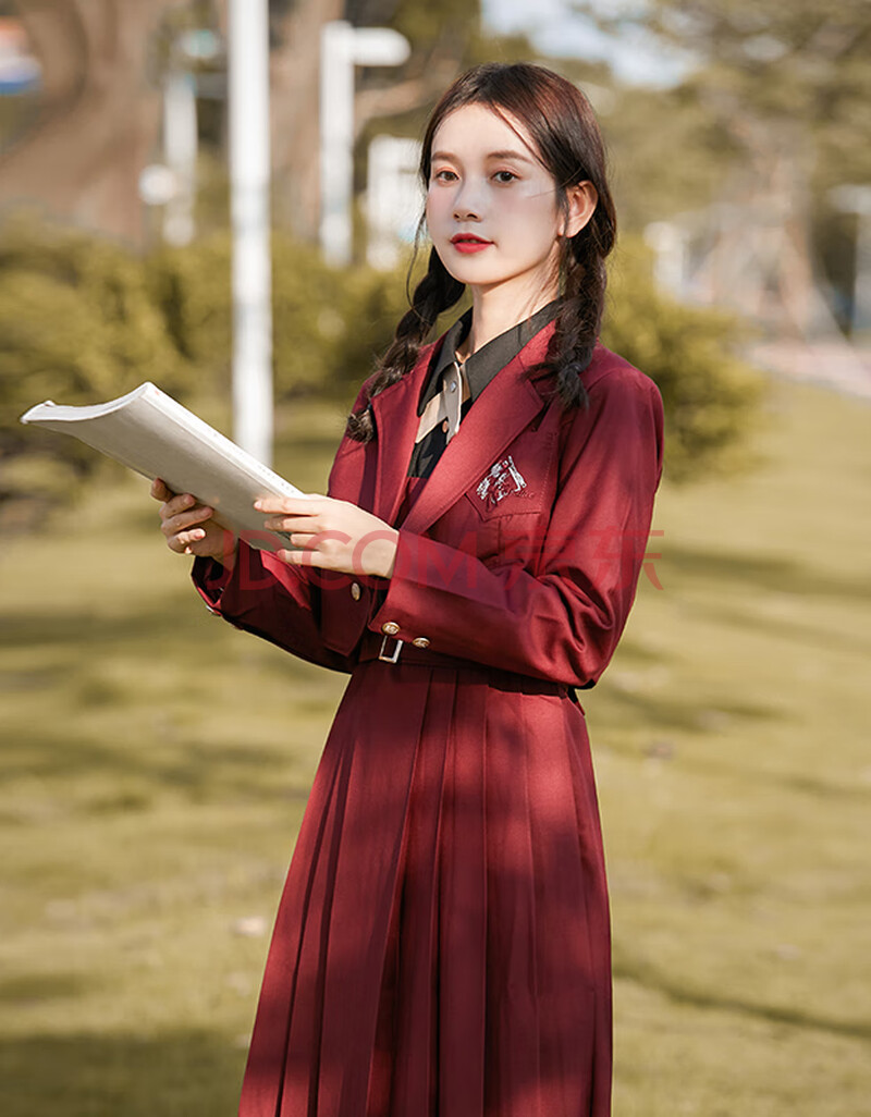 乃木(naimu)学院风日系红色连衣裙女秋冬2020年新款学生文艺森系jk