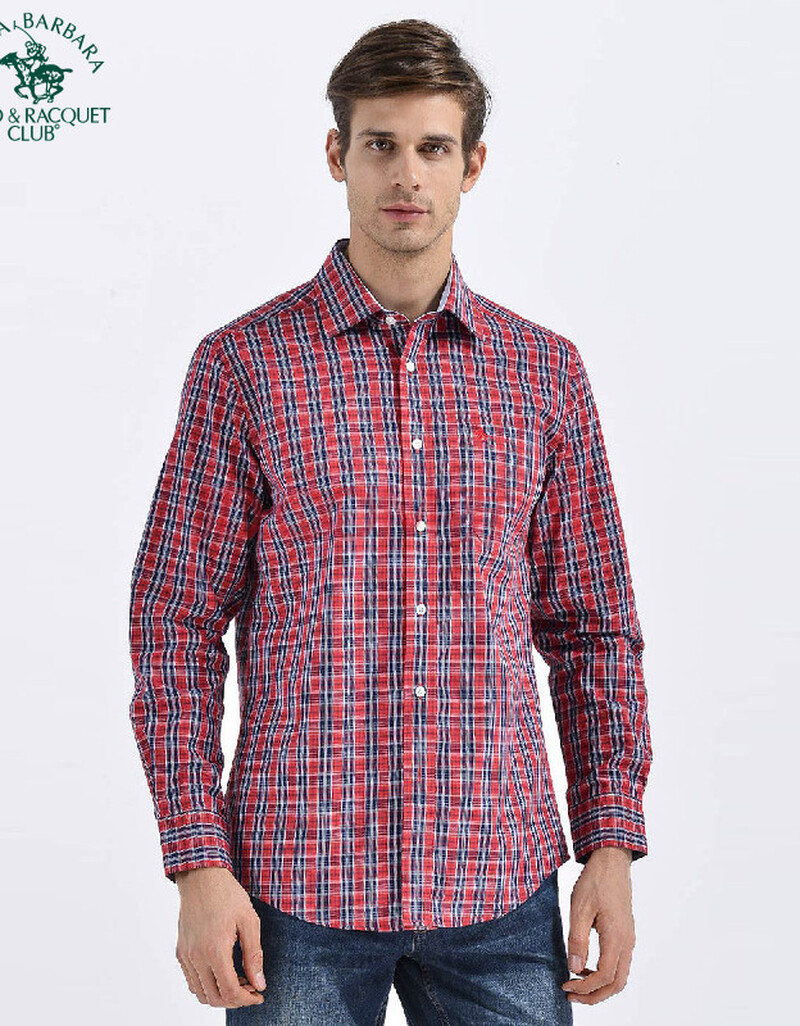 圣大保罗santa barbara polo& racquet club 男款休闲全棉舒适 红色系