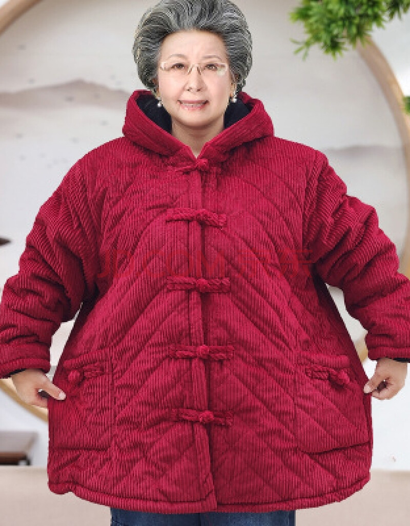 特大号棉衣加绒加厚老年人棉袄女式加肥加大冬装老太太老奶奶棉服妈妈