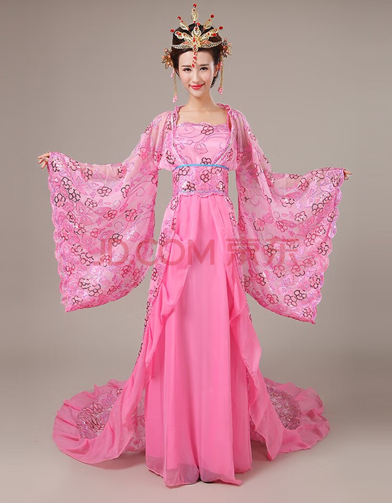 展缘古装贵妃拖尾服装仙女唐装古代女式服装演出服汉服女公主舞蹈服装