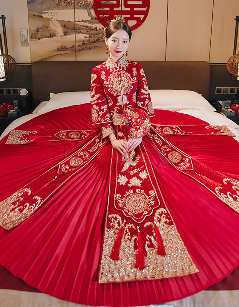 南糖三色 秀禾服2020新款中式新娘服结婚礼服情侣款秀和服龙凤褂出阁