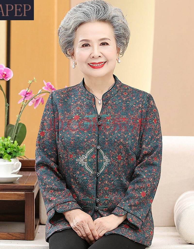apep奶奶春秋装长袖衬衫女七八十岁外婆唐装名族风老太太衣服妈妈唐装
