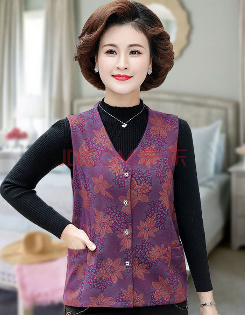 中老年春秋新款马甲女大码宽松洋气坎肩妈妈装背心马夹外穿百搭 #枫叶