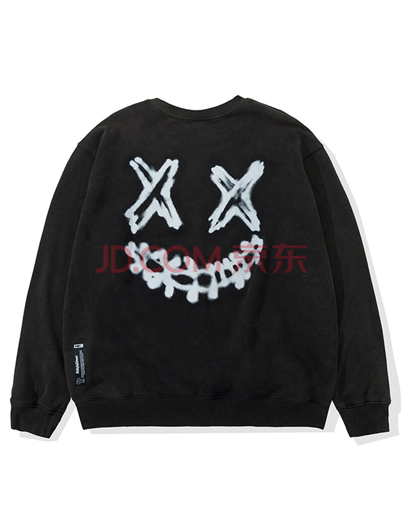 rickyisclownric小丑水洗撕裂笑脸圆领卫衣男国潮牌宽松情侣装ins