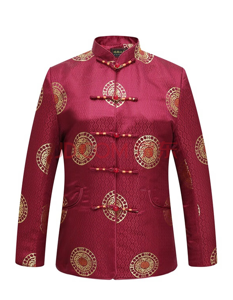 秋冬款中老年情侣装中式唐装男女长袖上衣过寿婚宴礼服外套红色 2810