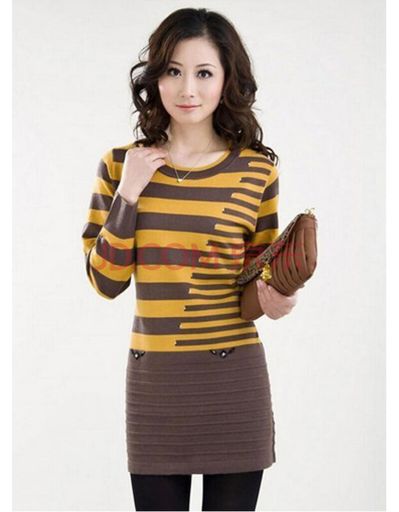 大款毛衣女春秋中年妈妈装大码针织衫中老年圆领套头中长款毛衣长袖