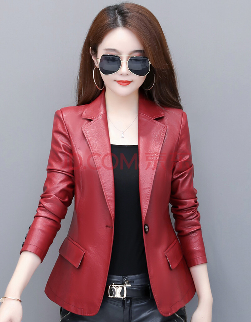 2019秋季新款女士皮衣外套韩版潮流短款修身机车皮夹克上衣 707久红色