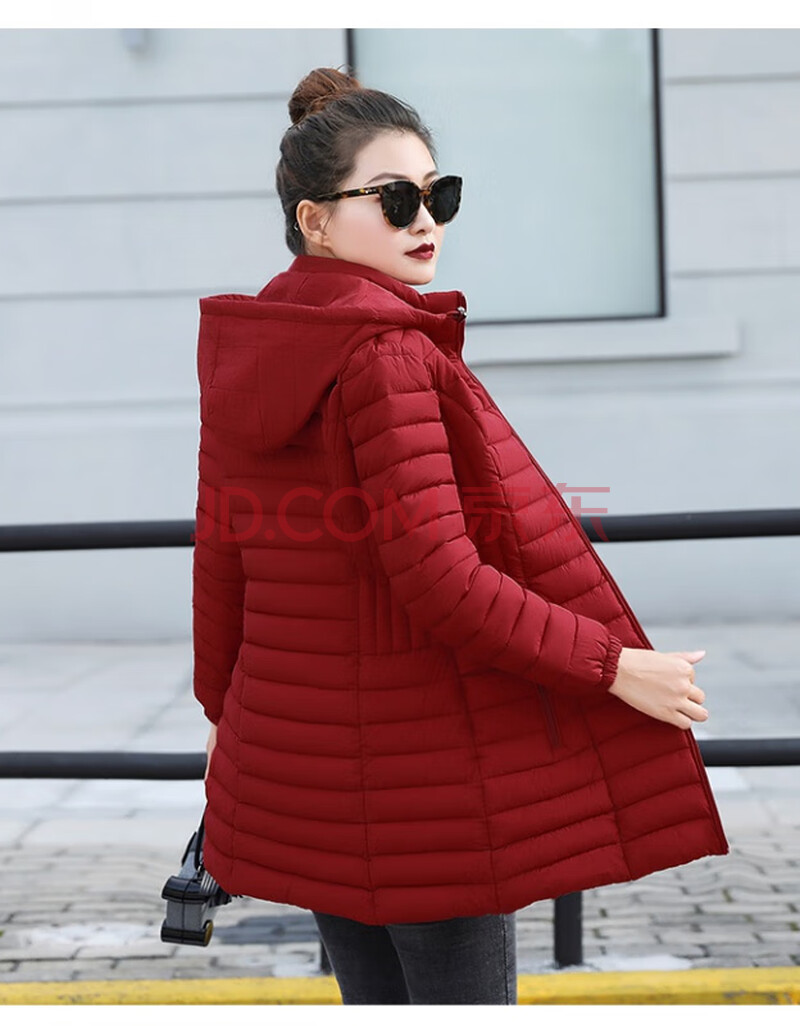 女2019年冬装新款棉衣女士修身大码妈妈棉服中老年轻便外套 二红色 l