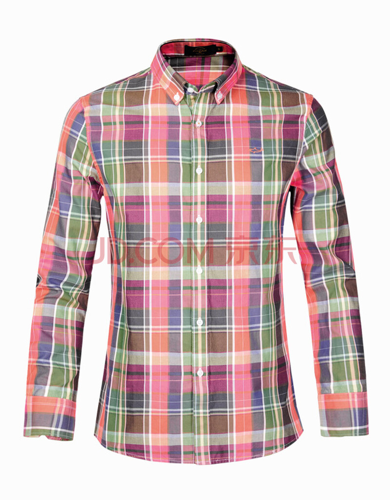 古老鲨鱼宽松纯棉刺绣衬衫男长袖商务休闲撞色条纹衬衣 b23418871-s9