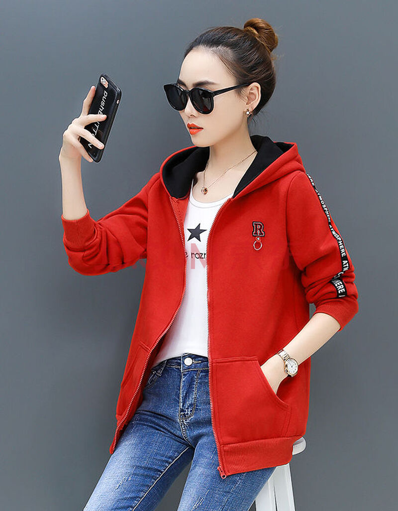 女装 卫衣 波莹(boying) 卫衣女2019秋季新款韩版潮宽松加绒加厚连帽