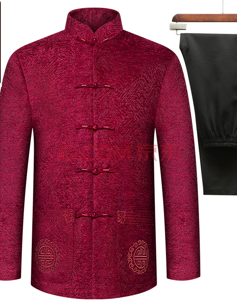 蓝吉奥 中老年人唐装男长袖盘扣上衣中式男装居士服禅服改良复古古装