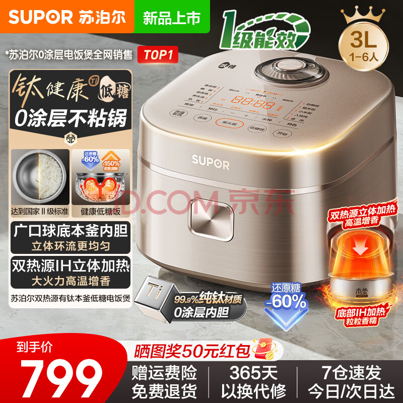 ղSUPOR콢ذƷ0Ϳ緹ҵ3緹4-5˶๦IH˫ԴͿ緹 ڵ+һЧ 3L SF30HC892 799Ԫ