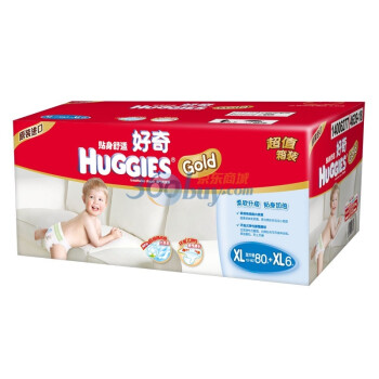 手慢无：HUGGIES 好奇 金装 纸尿裤 （XL码，80+6）