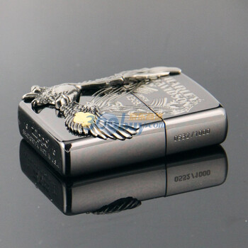 zippo打火机哈雷之翱翔天际标(大)黑冰蚀刻贴章hdp-18