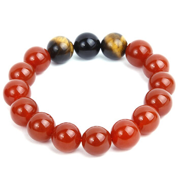 城市玉光天然水晶红玛瑙 黄虎眼石白砗磲潮搭手链 女款