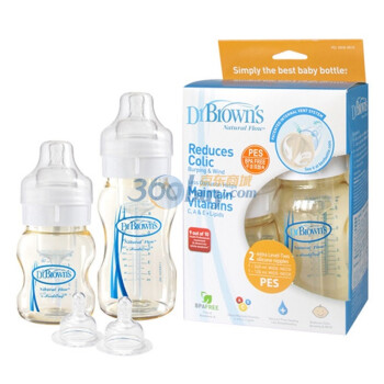 Dr.Brown’s 布朗博士 406 PES初生婴儿宽口奶瓶（120ml+240ml+2个奶嘴）*2套