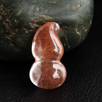 瑞熙亚 天然红发晶葫芦吊坠 福禄双全 一物一图原色天然水晶项坠