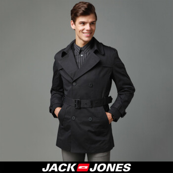 JackJones 杰克琼斯 双排扣直筒裁剪男士风衣