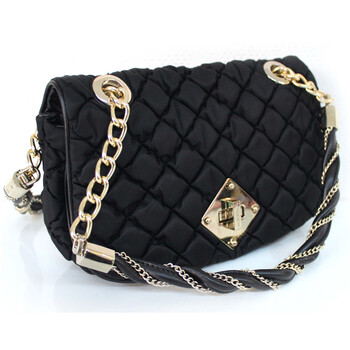 dunlop邓禄普女款南韩丝布黑色链条手提包da1201303