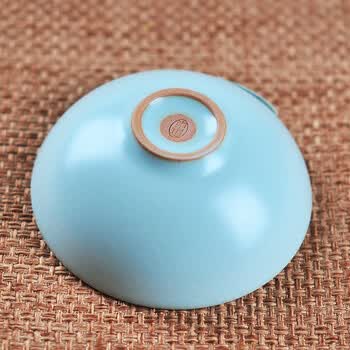 恒福东道茶具套组 东道汝窑祥云茶侧茶具套装一壶两杯 t0940 月白
