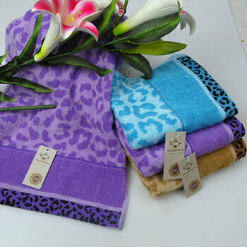 双灯豹纹提花毛巾 3条 x-1139 米黄