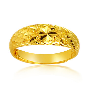 金叶珠宝 千足金戒指 花符戒 999千足金戒子 女款 24k纯金戒指