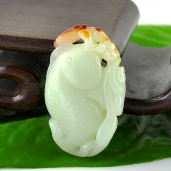 翠缘堂 新疆和田玉青白玉 金鱼如意吉祥 无瑕疵挂件吊坠