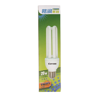格润莱特 3U型 20W 节能灯 E27标准螺口灯头 白光 家装家居办公卧室客厅照明光源