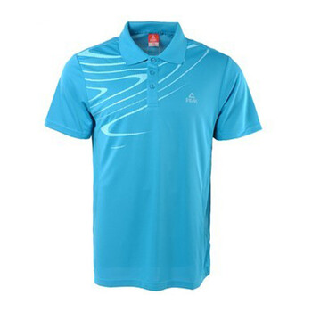 匹克peak夏季翻领t恤男宽松短袖f612237 浅海兰 xl