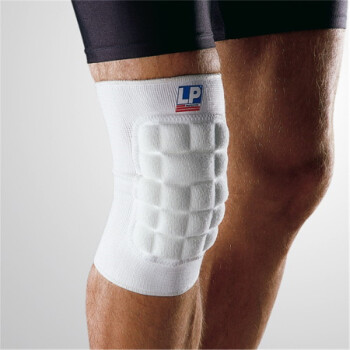 LP 610护膝排球足球跑步运动膝盖膝透气垫片防撞吸震型 一对装 白色 大人41.3-50.8