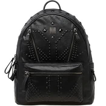 mcm大号铆钉双肩包 黑色款 mmk3axl27bk