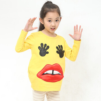 童装女童2014春装潮新款儿童中小童长袖t恤 韩版宝宝大嘴巴打底衫