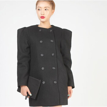 2013秋冬新款韩国stylenanda时尚大牌气质大垫肩黑色双排扣n606-a`599