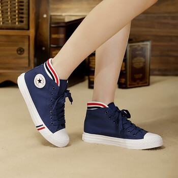 远波2014年春季新款 女生高帮帆布鞋女 韩版甜美女士休闲布鞋子6090